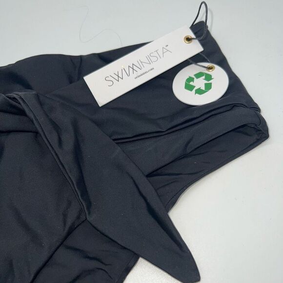 Swiminista Classy Black Tie Front Bikini Bottom - Picture 3 of 10